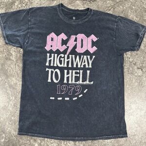 Junk-food‎ AC/DC Highway To Hell 1979 Acid Wash T Shirt Blue Sz M
